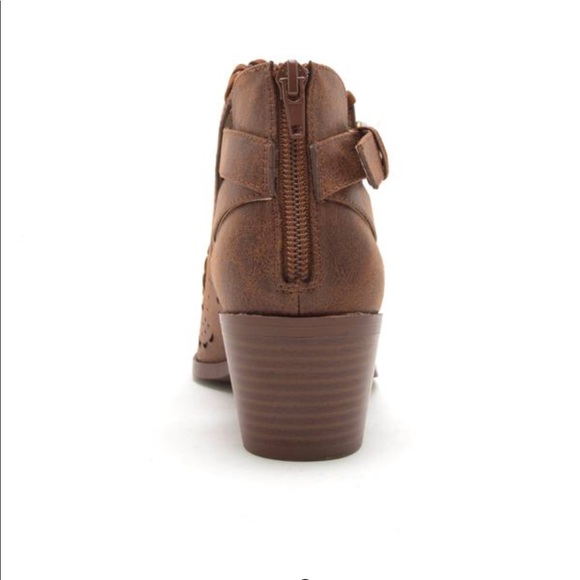 Cut out faux leather distressed boots bootie - Picture 4 of 4